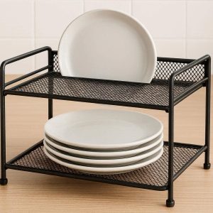 11 Iron Mesh Kitchen Cabinet Organizer Shelf Small Pantry Plate Storage Rack