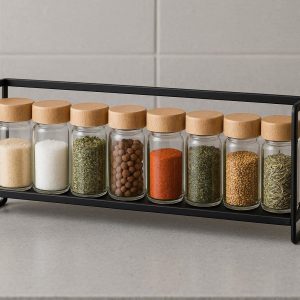 12 Slim Kitchen Countertop Spice Rack Compact Seasoning Bottle Storage Holder
