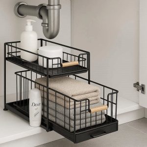 19 Under Sink Bathroom Organizer Small Cabinet Storage Shelf With Sliding Drawer Baskets