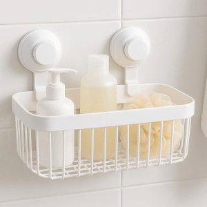 21 Suction Cup Shower Caddy Basket Removable Wall Mounted Bathroom Storage Organizer Shelf