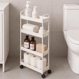 25 Slim Bathroom Rolling Storage Cart Multi Tier Narrow Slide Out Pantry Shelf