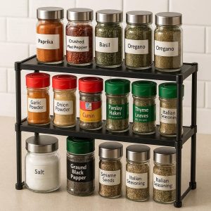 3 Tiered Kitchen Counter Spice Rack Stand Durable Pantry Shelf Organizer