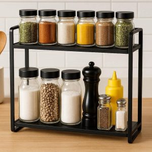5 Space Saving Kitchen Counter Spice Shelf Freestanding Desktop Storage Organizer