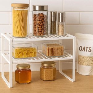 6 Stackable Kitchen Cabinet Storage Shelves Small Pantry Countertop Organizer