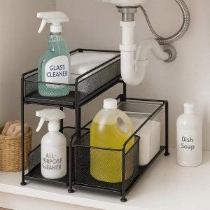 8 Under Sink Kitchen Storage Rack Small Cabinet Organizer With Sliding Drawers